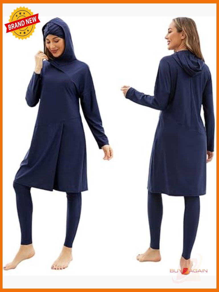 Full Coverage Muslim Swimsuit 3-Piece Set Long Sleeve Burkini